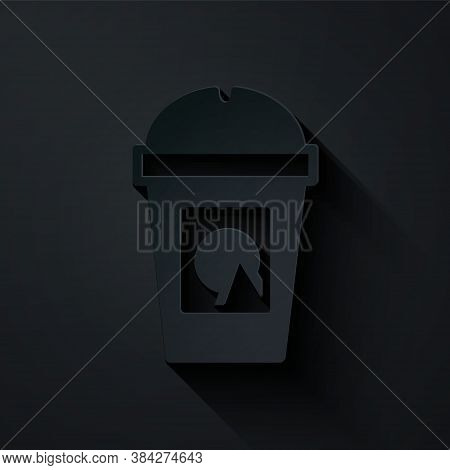 Paper Cut Coffee Cup To Go Icon Isolated On Black Background. Take Away Print. Paper Art Style. Vect