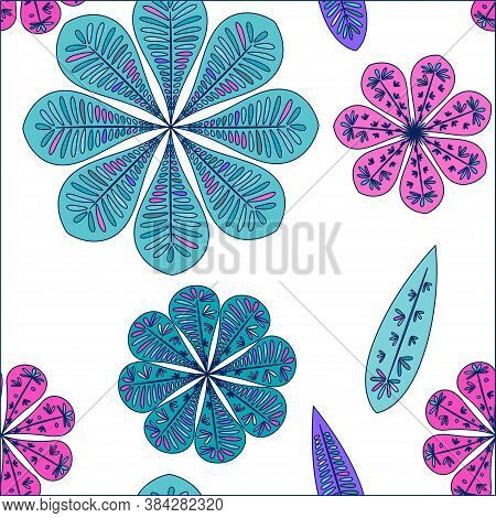 Modern Template With Seamless Floral Pattern. Botanical Seamless Pattern.  Spring Decoration. Vector