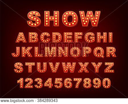 Retro Light Text, Great Design For Any Purposes. Vector Retro Light Bulb Alphabet. Vector Stock Illu