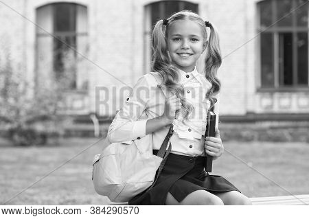 Education That Inspires. Happy Girl Back To School. Education And Study. Compulsory Primary Educatio