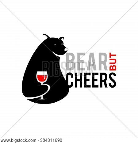 Bear Logo Design Playful Print Idea. Animal Or Trading Market Vector Template Inspiration