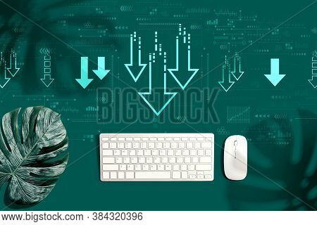 Descending Arrows With A Computer Keyboard And A Mouse