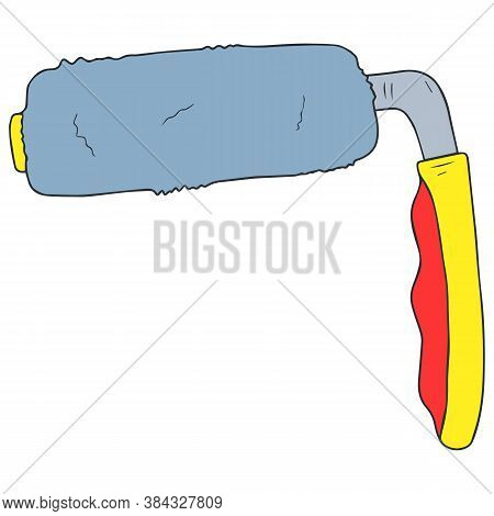 Blue Paint Roller With Yellow Rubber Handle