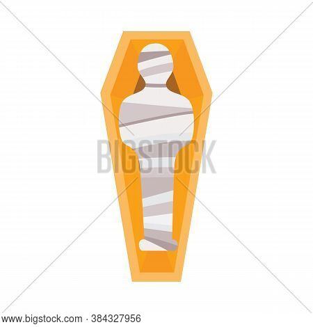 Ancient Egyptian Mummy In Sarcophagus - Cartoon Mummified Person Shape