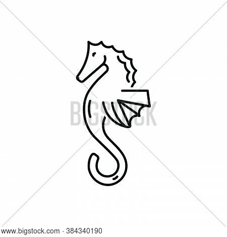 Black Line Icon For Seahorse Horse Head Sea-life Hippocampus Sea-horse Underwater Mammal Fish Food M