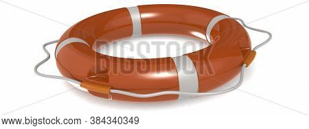Life Buoy For Drowning Rescue Isolated On White Background, 3d Rendering