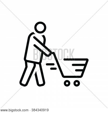 Black Line Icon For Cart Consumable Customer Trolley Basket Buying-cart Purchase Shopping Consumer P