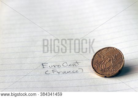 Twenty France Euro Cent On Obverse, Line Image Of 