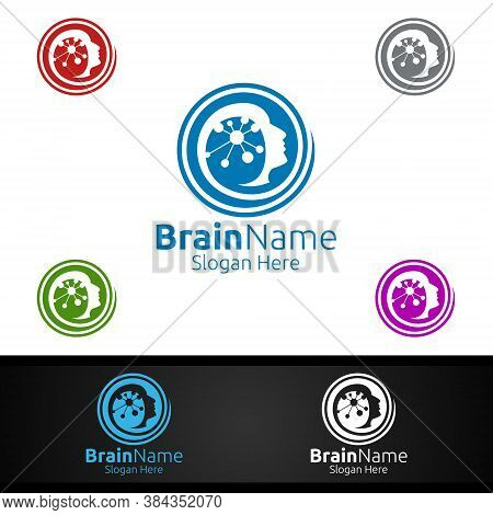 Brain Logo With Think Idea Concept Vector Design