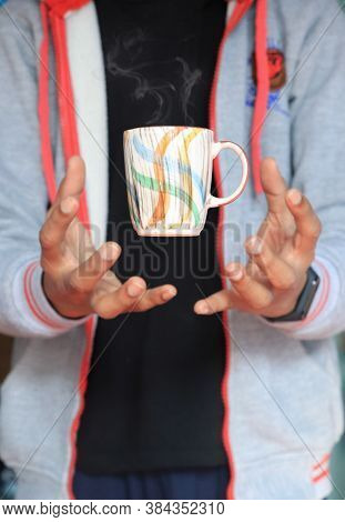 Coffee Cup Cup Levitation Magic Stock Photo