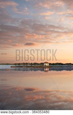The Beautiful Village Of Saint Cado, Brittany, France, In Low Tide