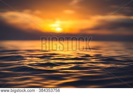Sea Wave Close Up, Low Angle View, Sunrsie Shot.