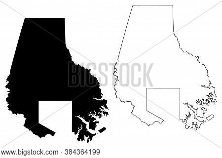 Baltimore County, Maryland (u.s. County, United States Of America, Usa, U.s., Us) Map Vector Illustr