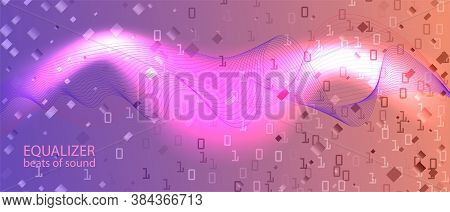 Binary Code Vector Wallpaper. Fractal Liquid Data Neon Tech Grunge Modern Design. Punk Equalizer Sli