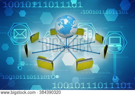 3d Illustration Of Data Sharing Concept Internet Communication