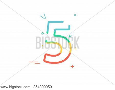 5st Anniversary Celebration Vector Font,  Greeting, Congratulation, Colorful Design With Confetti. B