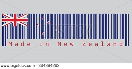 Barcode Set The Color Of New Zealand Flag, A Blue Ensign With The Southern Cross Of Four Stars Centr