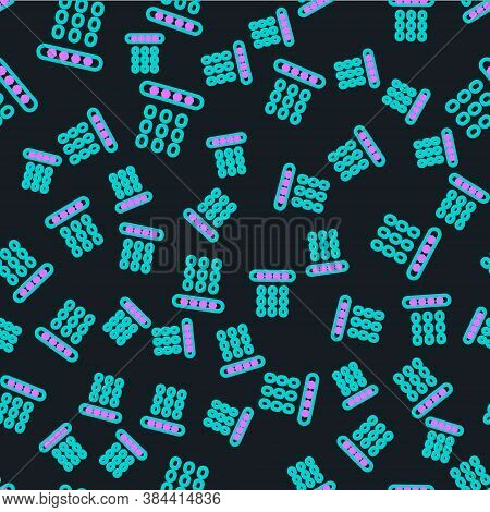 Line Password Protection And Safety Access Icon Isolated Seamless Pattern On Black Background. Secur
