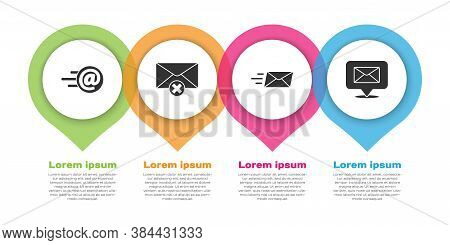 Set Mail And E-mail, Delete Envelope, Express Envelope And Speech Bubble With Envelope. Business Inf