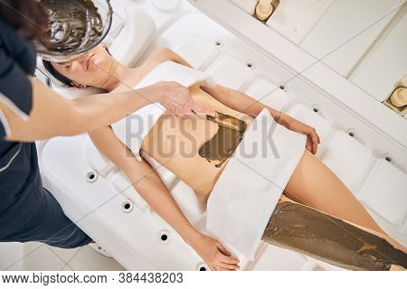 Brushing Skin With Body Mask For Beauty Treatment