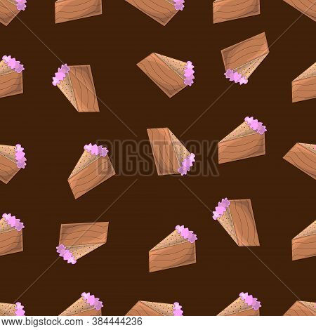 Seamless Vector Pattern With Brown Sweet Cake