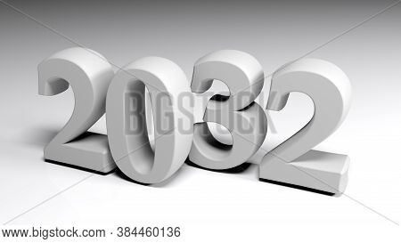 2032 gray write on gray background - 3D rendering illustration