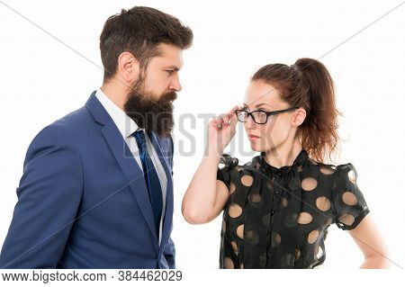 Employer And Employee Relations. Law Firm Employee And Lawyer. Professional Couple. Business Woman A