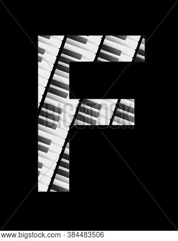 Illustration Featuring The Keys Of A Musical Keyboard Forming The Letter F With Black Background
