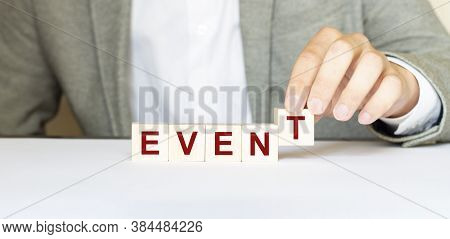 Word Event Made With Wood Building Blocks