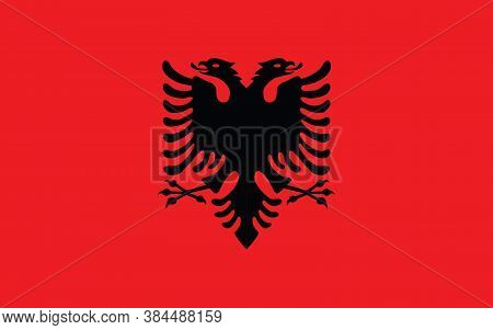 Albania Flag Vector Graphic. Rectangle Albanian Flag Illustration. Albania Country Flag Is A Symbol 