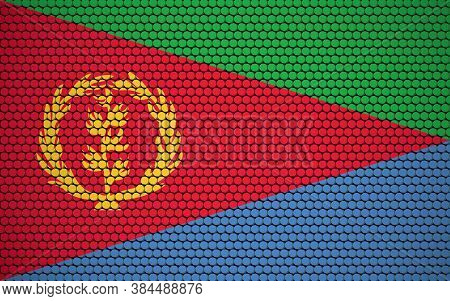 Abstract Flag Of Eritrea Made Of Circles. Eritrean Flag Designed With Colored Dots Giving It A Moder