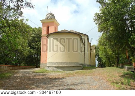 Castiglione Chiavarese, Genoa, Liguria / Italy - June 18 2020: Sanctuary Of Our Lady Of Loreto In Ma