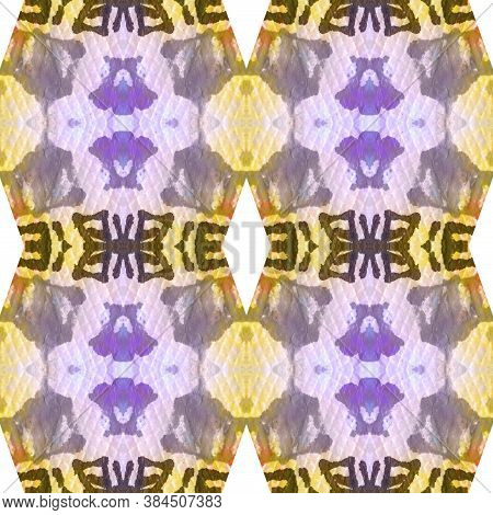 Geometric Painting. Abstract Ikat Design. Seamless Tie Dye Illustration. Ikat Turkish Design. Blue, 