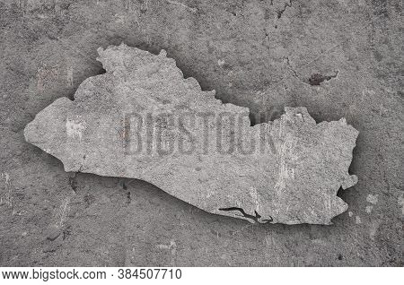 Detailed And Colorful Image Of Map Of El Salvador On Weathered Concrete