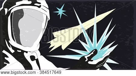Vector Illustration, Space Retro Postcard, Vector, Outer Space