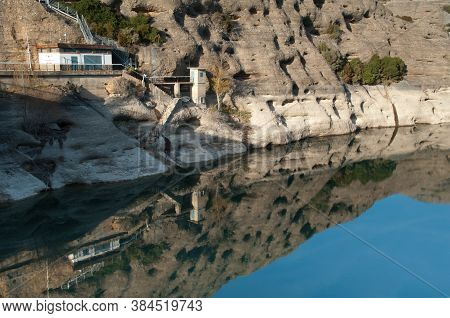 Reservoir of Vadiello in the Guatizalema river. Natural Park of the Mountains and Canyons of Guara. Huesca. Aragon. Spain.