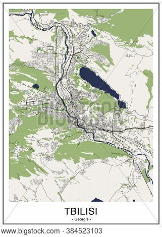 Map Of The City Of Tbilisi, Georgia