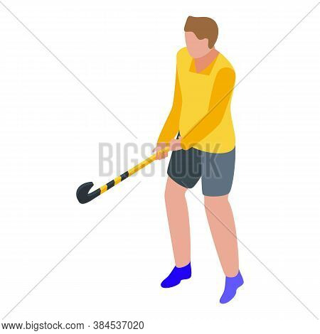 Hurling Player Icon. Isometric Of Hurling Player Vector Icon For Web Design Isolated On White Backgr