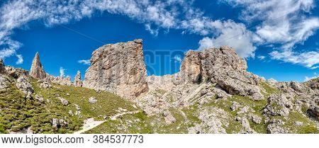 Great Summer Landscape Of Cir Pass In Alta Badia, Dolomites - Italy