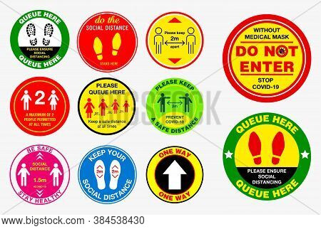 The Floor Social Distancing Stickers Or Public Health Practices For Covid-19