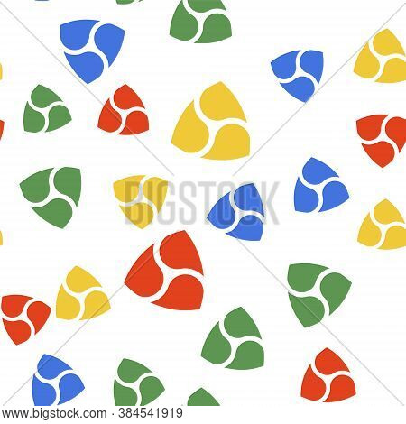 Color Cryptocurrency Coin Nem Xem Icon Isolated Seamless Pattern On White Background. Physical Bit C