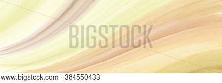 Abstract Horizontal Background Texture Creative With Yellow Streaky Waves Watercolor Paintbrush. Art