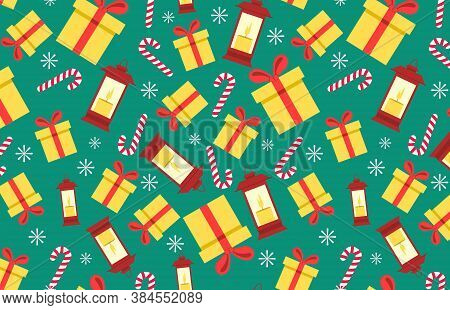 New Year And Christmas Seamless Pattern. For Wrapping Paper, Postcards, Clothing. Stock Vector Illus