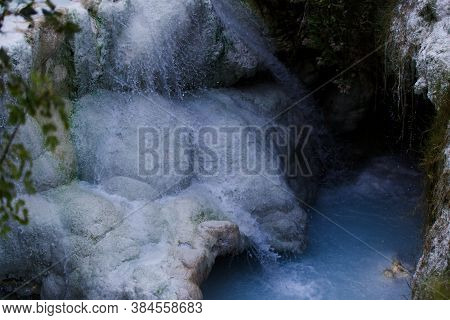 The Thermal Waters Of Bagni San Filippo In Tuscany, Italy. High Quality Photo