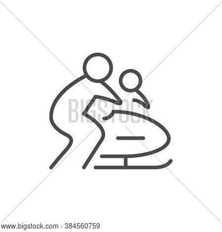 Bobsleigh Or Bobsled Line Outline Icon Isolated On White. Vector Illustration