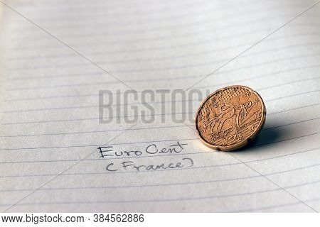 Twenty France Euro Cent On Obverse, Line Image Of 