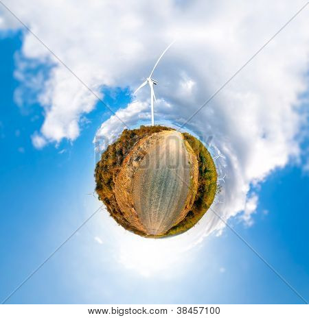 Lille Planet med vindmøller