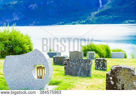Churchyard In Nes Village At Fjord, Norway
