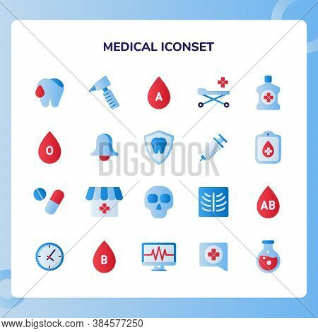 Medical Icon Set Collection With Modern Blue Shadow Theme Color