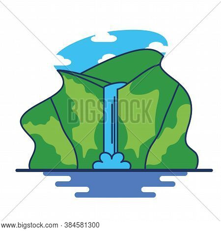 Isolated Gocta Peru Landscape Travel Icon- Vector